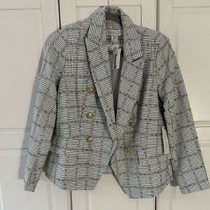 NWT Rachel Zoe Blue & gold tweed blazer